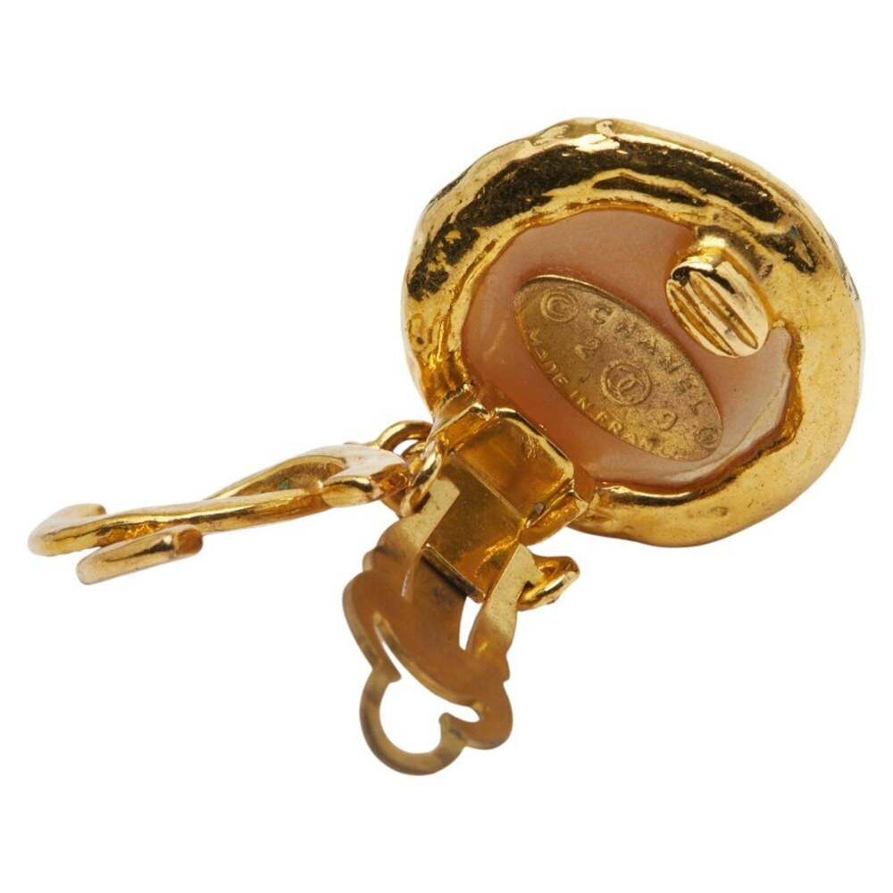CHANEL Authentic Gold Pearl Logo Earrings - Picture 4 of 6